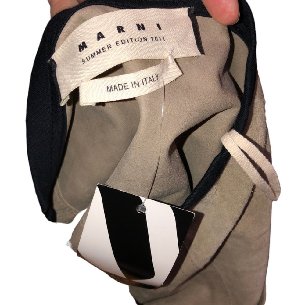Marni khaki black SUEDE real LEATHER mini skirt 38 ITA… - Picture 2 of 4